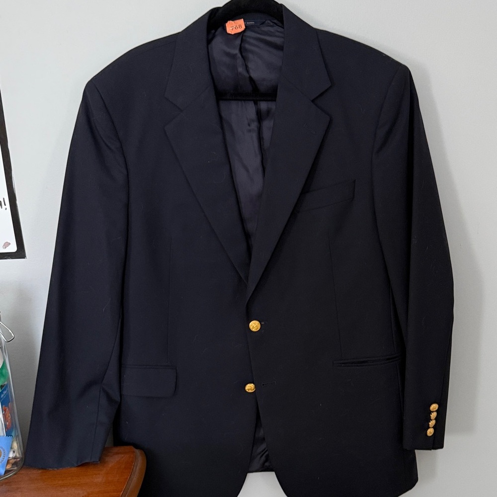 Brooks Brothers Dark Blue Blazer with Gold Accents